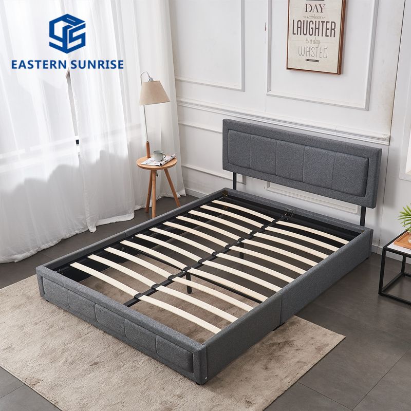 King Size Leather Double Bed With Velvet Fabric