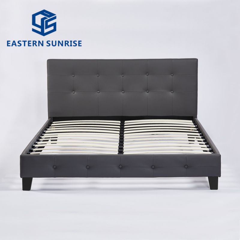 Double Leather Bed With Velvet Fabric